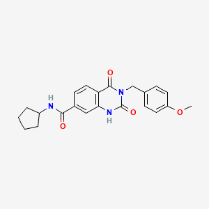 molecular formula C22H23N3O4 B2839570 N-cyclopentyl-3-[(4-methoxyphenyl)methyl]-2,4-dioxo-1,2,3,4-tetrahydroquinazoline-7-carboxamide CAS No. 892275-48-8
