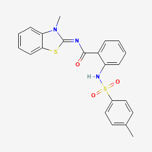 molecular formula C22H19N3O3S2 B2839587 N-[(2E)-3-methyl-2,3-dihydro-1,3-benzothiazol-2-ylidene]-2-(4-methylbenzenesulfonamido)benzamide CAS No. 392238-92-5