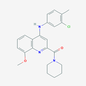 molecular formula C23H24ClN3O2 B2839619 N-(3-chloro-4-methylphenyl)-8-methoxy-2-(piperidine-1-carbonyl)quinolin-4-amine CAS No. 1251600-19-7