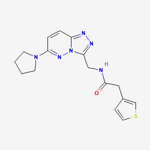 molecular formula C16H18N6OS B2839652 N-((6-(pyrrolidin-1-yl)-[1,2,4]triazolo[4,3-b]pyridazin-3-yl)methyl)-2-(thiophen-3-yl)acetamide CAS No. 2034324-39-3