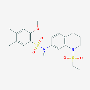 molecular formula C20H26N2O5S2 B2839657 N-[1-(ethanesulfonyl)-1,2,3,4-tetrahydroquinolin-7-yl]-2-methoxy-4,5-dimethylbenzene-1-sulfonamide CAS No. 946374-19-2