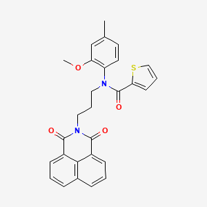 molecular formula C28H24N2O4S B2839732 N-(3-{2,4-dioxo-3-azatricyclo[7.3.1.0^{5,13}]trideca-1(12),5,7,9(13),10-pentaen-3-yl}propyl)-N-(2-methoxy-4-methylphenyl)thiophene-2-carboxamide CAS No. 300574-21-4