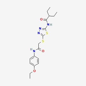 molecular formula C18H24N4O3S2 B2839760 N-[5-({[(4-ethoxyphenyl)carbamoyl]methyl}sulfanyl)-1,3,4-thiadiazol-2-yl]-2-ethylbutanamide CAS No. 393565-04-3