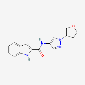 molecular formula C16H16N4O2 B2839762 N-(1-(tetrahydrofuran-3-yl)-1H-pyrazol-4-yl)-1H-indole-2-carboxamide CAS No. 1797872-74-2