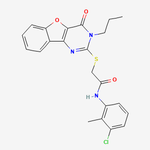 molecular formula C22H20ClN3O3S B2839787 N-(3-chloro-2-methylphenyl)-2-({6-oxo-5-propyl-8-oxa-3,5-diazatricyclo[7.4.0.0^{2,7}]trideca-1(9),2(7),3,10,12-pentaen-4-yl}sulfanyl)acetamide CAS No. 899961-73-0