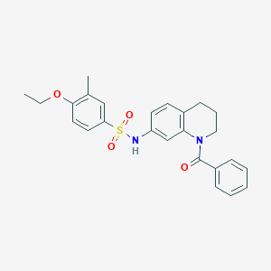molecular formula C25H26N2O4S B2839793 N-(1-benzoyl-1,2,3,4-tetrahydroquinolin-7-yl)-4-ethoxy-3-methylbenzene-1-sulfonamide CAS No. 946290-25-1