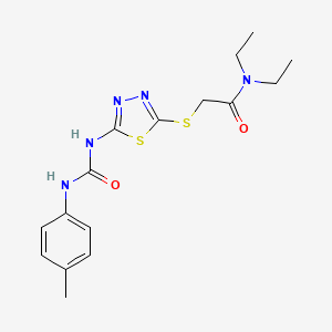 molecular formula C16H21N5O2S2 B2839794 N,N-diethyl-2-[(5-{[(4-methylphenyl)carbamoyl]amino}-1,3,4-thiadiazol-2-yl)sulfanyl]acetamide CAS No. 946289-99-2