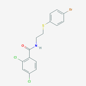 molecular formula C15H12BrCl2NOS B2839806 N-{2-[(4-bromophenyl)sulfanyl]ethyl}-2,4-dichlorobenzenecarboxamide CAS No. 338955-68-3