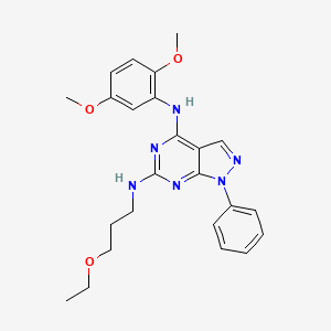 molecular formula C24H28N6O3 B2839819 N4-(2,5-dimethoxyphenyl)-N6-(3-ethoxypropyl)-1-phenyl-1H-pyrazolo[3,4-d]pyrimidine-4,6-diamine CAS No. 955338-53-1