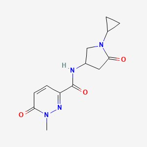 molecular formula C13H16N4O3 B2839902 N-(1-cyclopropyl-5-oxopyrrolidin-3-yl)-1-methyl-6-oxo-1,6-dihydropyridazine-3-carboxamide CAS No. 1396883-57-0
