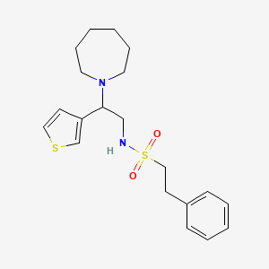 N-(2-(azepan-1-yl)-2-(thiophen-3-yl)ethyl)-2-phenylethanesulfonamide