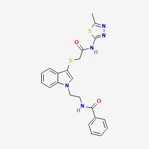 N-[2-[3-[2-[(5-methyl-1,3,4-thiadiazol-2-yl)amino]-2-oxoethyl]sulfanylindol-1-yl]ethyl]benzamide