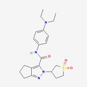 molecular formula C21H28N4O3S B2839919 N-(4-(diethylamino)phenyl)-2-(1,1-dioxidotetrahydrothiophen-3-yl)-2,4,5,6-tetrahydrocyclopenta[c]pyrazole-3-carboxamide CAS No. 1040665-01-7