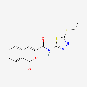 molecular formula C14H11N3O3S2 B2839930 N-[5-(ethylsulfanyl)-1,3,4-thiadiazol-2-yl]-1-oxo-1H-isochromene-3-carboxamide CAS No. 853891-51-7