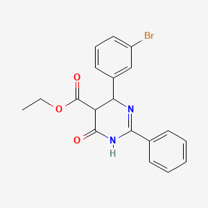 molecular formula C19H17BrN2O3 B2839983 Ethyl 4-(3-bromophenyl)-6-hydroxy-2-phenyl-4,5-dihydro-5-pyrimidinecarboxylate CAS No. 400078-27-5