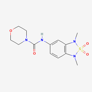 molecular formula C13H18N4O4S B2840035 N-(1,3-dimethyl-2,2-dioxido-1,3-dihydrobenzo[c][1,2,5]thiadiazol-5-yl)morpholine-4-carboxamide CAS No. 2034457-52-6
