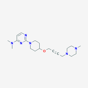 molecular formula C20H32N6O B2840071 N,N-dimethyl-2-(4-{[4-(4-methylpiperazin-1-yl)but-2-yn-1-yl]oxy}piperidin-1-yl)pyrimidin-4-amine CAS No. 2415516-85-5