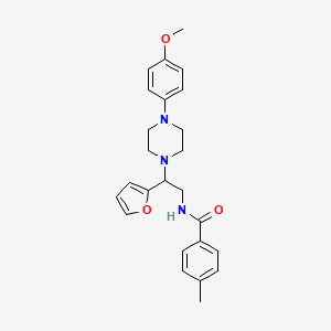 molecular formula C25H29N3O3 B2840101 N-[2-(furan-2-yl)-2-[4-(4-methoxyphenyl)piperazin-1-yl]ethyl]-4-methylbenzamide CAS No. 877647-85-3