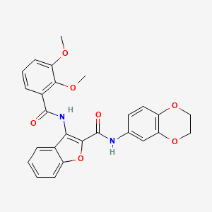 molecular formula C26H22N2O7 B2840131 N-(2,3-dihydro-1,4-benzodioxin-6-yl)-3-(2,3-dimethoxybenzamido)-1-benzofuran-2-carboxamide CAS No. 872613-28-0