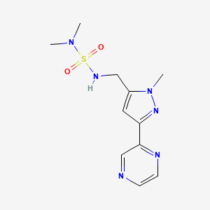 molecular formula C11H16N6O2S B2840135 dimethyl({[1-methyl-3-(pyrazin-2-yl)-1H-pyrazol-5-yl]methyl}sulfamoyl)amine CAS No. 2034323-70-9