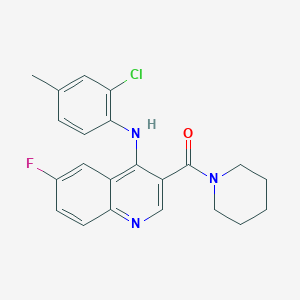 molecular formula C22H21ClFN3O B2840137 N-(2-chloro-4-methylphenyl)-6-fluoro-3-(piperidine-1-carbonyl)quinolin-4-amine CAS No. 1326878-91-4