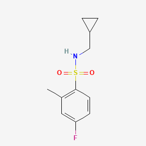 molecular formula C11H14FNO2S B2840149 N-(cyclopropylmethyl)-4-fluoro-2-methylbenzene-1-sulfonamide CAS No. 1111547-89-7