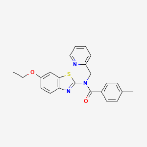 molecular formula C23H21N3O2S B2840157 N-(6-ethoxybenzo[d]thiazol-2-yl)-4-methyl-N-(pyridin-2-ylmethyl)benzamide CAS No. 900005-68-7