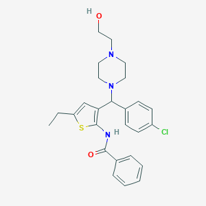 molecular formula C26H30ClN3O2S B284021 N-{3-[(4-CHLOROPHENYL)[4-(2-HYDROXYETHYL)PIPERAZIN-1-YL]METHYL]-5-ETHYLTHIOPHEN-2-YL}BENZAMIDE 