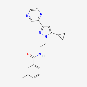 N-(2-(5-cyclopropyl-3-(pyrazin-2-yl)-1H-pyrazol-1-yl)ethyl)-3-methylbenzamide