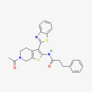 N-(6-acetyl-3-(benzo[d]thiazol-2-yl)-4,5,6,7-tetrahydrothieno[2,3-c]pyridin-2-yl)-3-phenylpropanamide