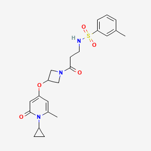 N-(3-(3-((1-cyclopropyl-6-methyl-2-oxo-1,2-dihydropyridin-4-yl)oxy)azetidin-1-yl)-3-oxopropyl)-3-methylbenzenesulfonamide