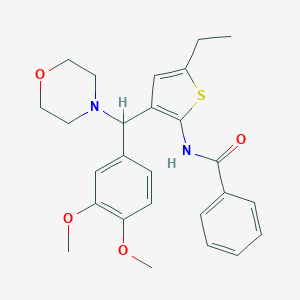 molecular formula C26H30N2O4S B284025 N-{3-[(3,4-dimethoxyphenyl)(4-morpholinyl)methyl]-5-ethyl-2-thienyl}benzamide 
