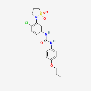 molecular formula C20H24ClN3O4S B2840251 1-(4-Butoxyphenyl)-3-(4-chloro-3-(1,1-dioxidoisothiazolidin-2-yl)phenyl)urea CAS No. 1203354-65-7