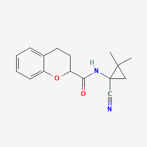molecular formula C16H18N2O2 B2840266 N-(1-Cyano-2,2-dimethylcyclopropyl)-3,4-dihydro-2H-chromene-2-carboxamide CAS No. 1949287-96-0
