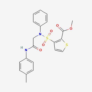 molecular formula C21H20N2O5S2 B2840272 methyl 3-({[(4-methylphenyl)carbamoyl]methyl}(phenyl)sulfamoyl)thiophene-2-carboxylate CAS No. 895264-00-3