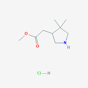 molecular formula C9H18ClNO2 B2840276 Methyl 2-(4,4-dimethylpyrrolidin-3-yl)acetate;hydrochloride CAS No. 2361645-31-8