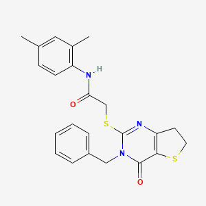 molecular formula C23H23N3O2S2 B2840280 2-((3-benzyl-4-oxo-3,4,6,7-tetrahydrothieno[3,2-d]pyrimidin-2-yl)thio)-N-(2,4-dimethylphenyl)acetamide CAS No. 877618-31-0