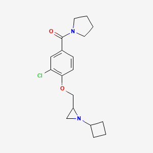 molecular formula C18H23ClN2O2 B2840287 [3-Chloro-4-[(1-cyclobutylaziridin-2-yl)methoxy]phenyl]-pyrrolidin-1-ylmethanone CAS No. 2411299-04-0