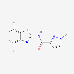 molecular formula C12H8Cl2N4OS B2840297 N-(4,7-dichlorobenzo[d]thiazol-2-yl)-1-methyl-1H-pyrazole-3-carboxamide CAS No. 1173064-25-9
