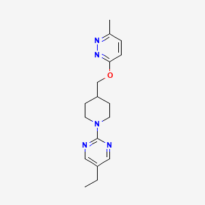 molecular formula C17H23N5O B2840300 3-[[1-(5-Ethylpyrimidin-2-yl)piperidin-4-yl]methoxy]-6-methylpyridazine CAS No. 2380043-02-5