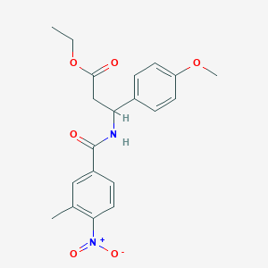 molecular formula C20H22N2O6 B2840305 Ethyl 3-(4-methoxyphenyl)-3-[(3-methyl-4-nitrobenzoyl)amino]propanoate CAS No. 681844-55-3