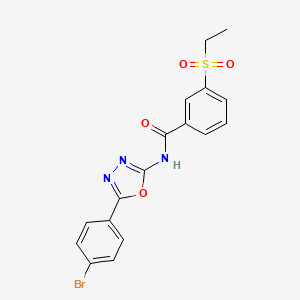 molecular formula C17H14BrN3O4S B2840355 N-(5-(4-bromophenyl)-1,3,4-oxadiazol-2-yl)-3-(ethylsulfonyl)benzamide CAS No. 886918-47-4