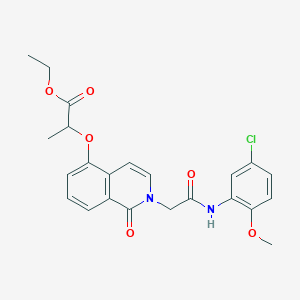 molecular formula C23H23ClN2O6 B2840357 ethyl 2-[(2-{[(5-chloro-2-methoxyphenyl)carbamoyl]methyl}-1-oxo-1,2-dihydroisoquinolin-5-yl)oxy]propanoate CAS No. 868224-56-0