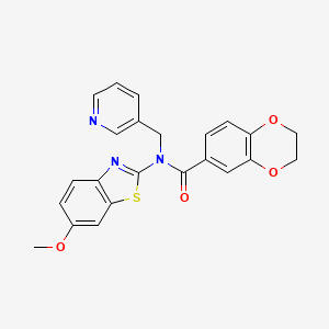 molecular formula C23H19N3O4S B2840394 N-(6-methoxy-1,3-benzothiazol-2-yl)-N-[(pyridin-3-yl)methyl]-2,3-dihydro-1,4-benzodioxine-6-carboxamide CAS No. 895012-18-7