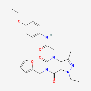 molecular formula C23H25N5O5 B2840395 N-(4-ethoxyphenyl)-2-(1-ethyl-6-(furan-2-ylmethyl)-3-methyl-5,7-dioxo-6,7-dihydro-1H-pyrazolo[4,3-d]pyrimidin-4(5H)-yl)acetamide CAS No. 1189656-68-5
