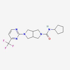 molecular formula C17H22F3N5O B2840403 N-cyclopentyl-5-[4-(trifluoromethyl)pyrimidin-2-yl]-octahydropyrrolo[3,4-c]pyrrole-2-carboxamide CAS No. 2415533-42-3
