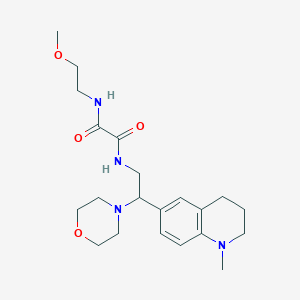 molecular formula C21H32N4O4 B2840423 N-(2-methoxyethyl)-N'-[2-(1-methyl-1,2,3,4-tetrahydroquinolin-6-yl)-2-(morpholin-4-yl)ethyl]ethanediamide CAS No. 922013-32-9