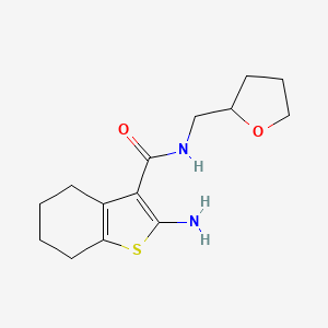 molecular formula C14H20N2O2S B2840458 2-amino-N-(oxolan-2-ylmethyl)-4,5,6,7-tetrahydro-1-benzothiophene-3-carboxamide CAS No. 446830-04-2