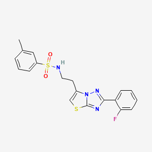 molecular formula C19H17FN4O2S2 B2840464 N-{2-[2-(2-fluorophenyl)-[1,2,4]triazolo[3,2-b][1,3]thiazol-6-yl]ethyl}-3-methylbenzene-1-sulfonamide CAS No. 951580-18-0