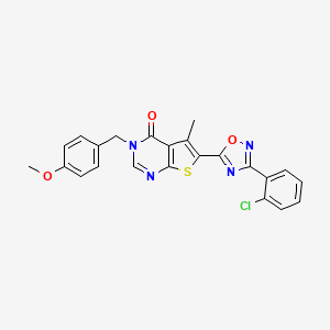 molecular formula C23H17ClN4O3S B2840468 6-(3-(2-chlorophenyl)-1,2,4-oxadiazol-5-yl)-3-(4-methoxybenzyl)-5-methylthieno[2,3-d]pyrimidin-4(3H)-one CAS No. 1326806-46-5
